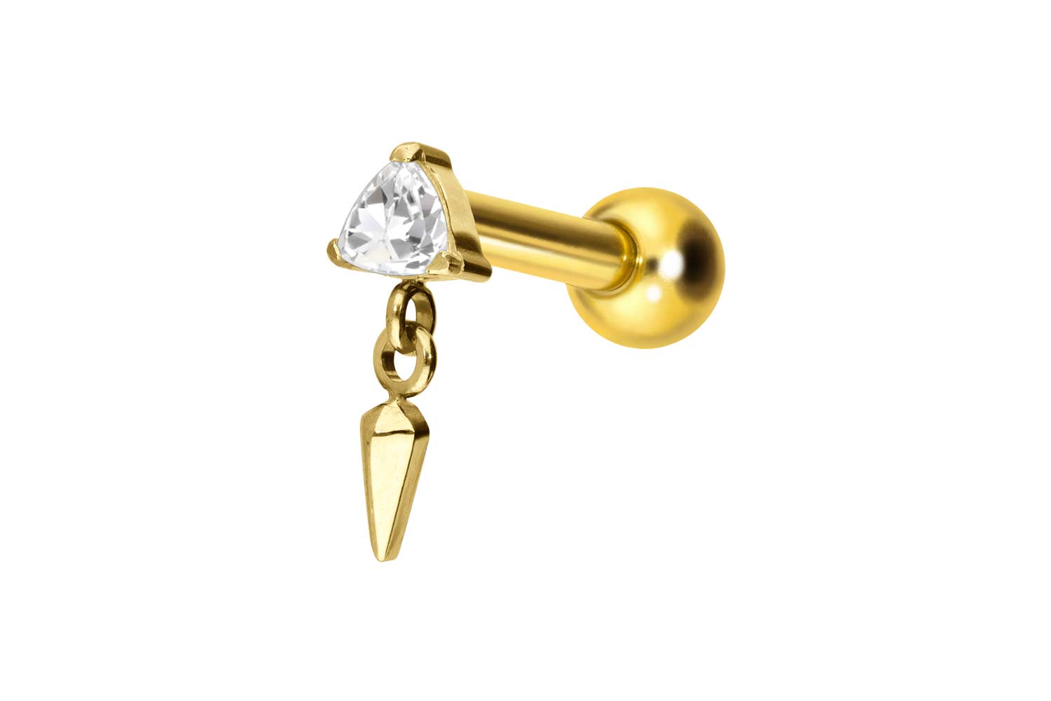 Titan Ohrpiercing mit Innengewinde KRISTALLDREIECK + SPITZE